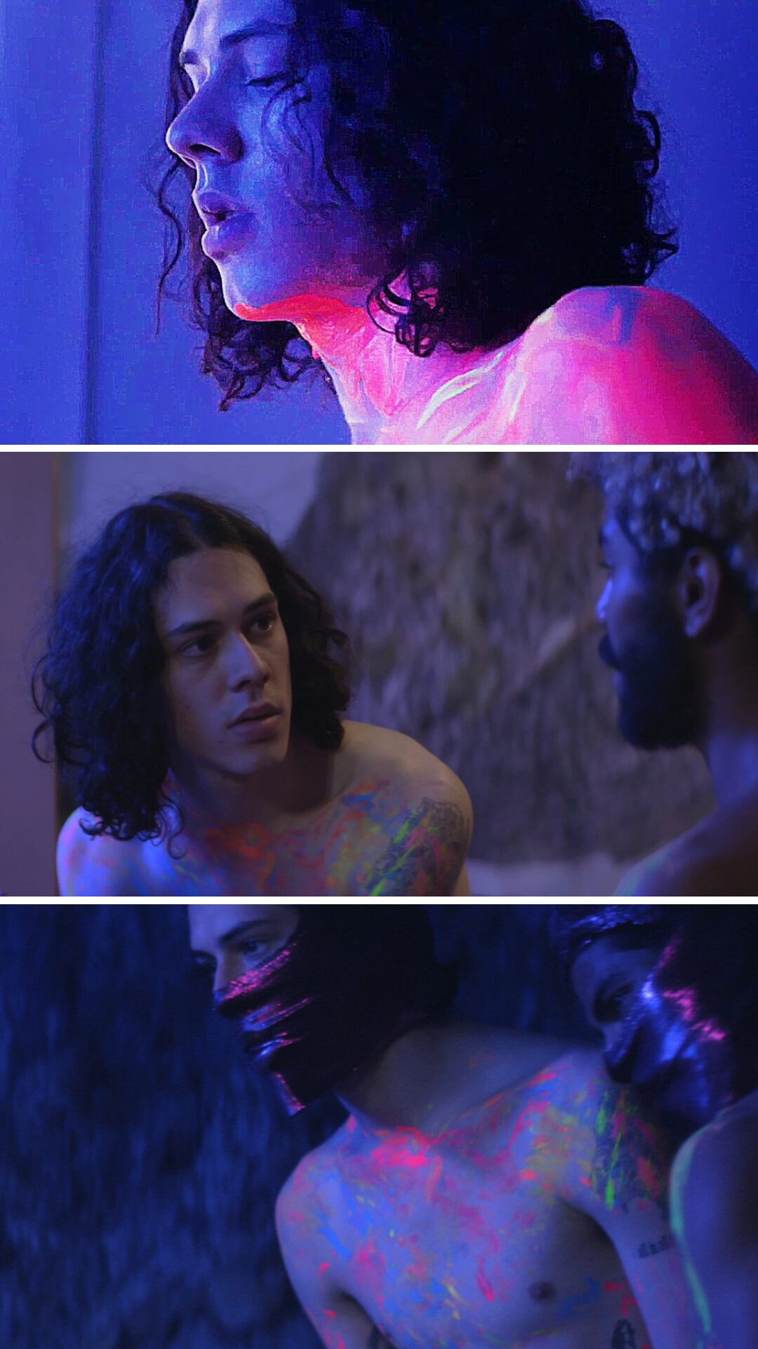 Images du film gay brésilien "Le Garçon Fluo" (2018) sur QueerScreen, drame intimiste et cyber-romance
