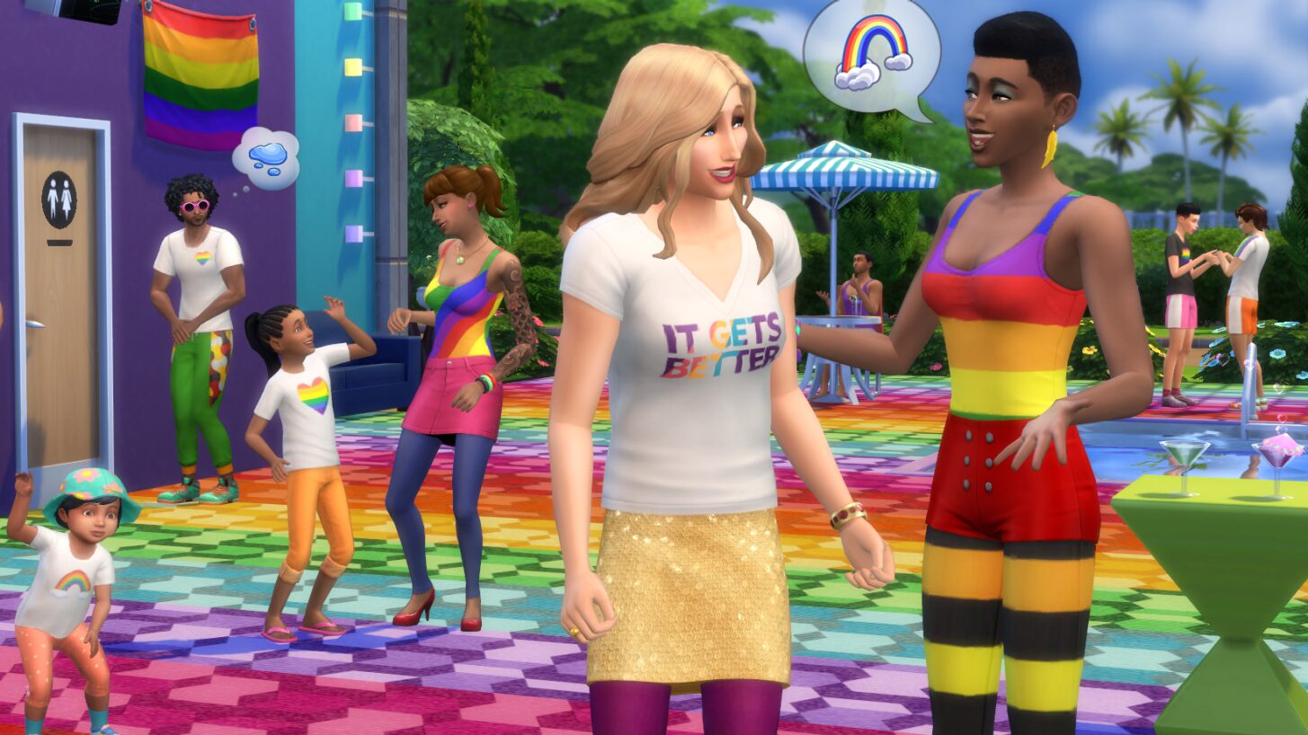 Les Sims, un jeu vidéo pionnier de l’inclusivité depuis les années 2000, drapeaux lgbtqia+