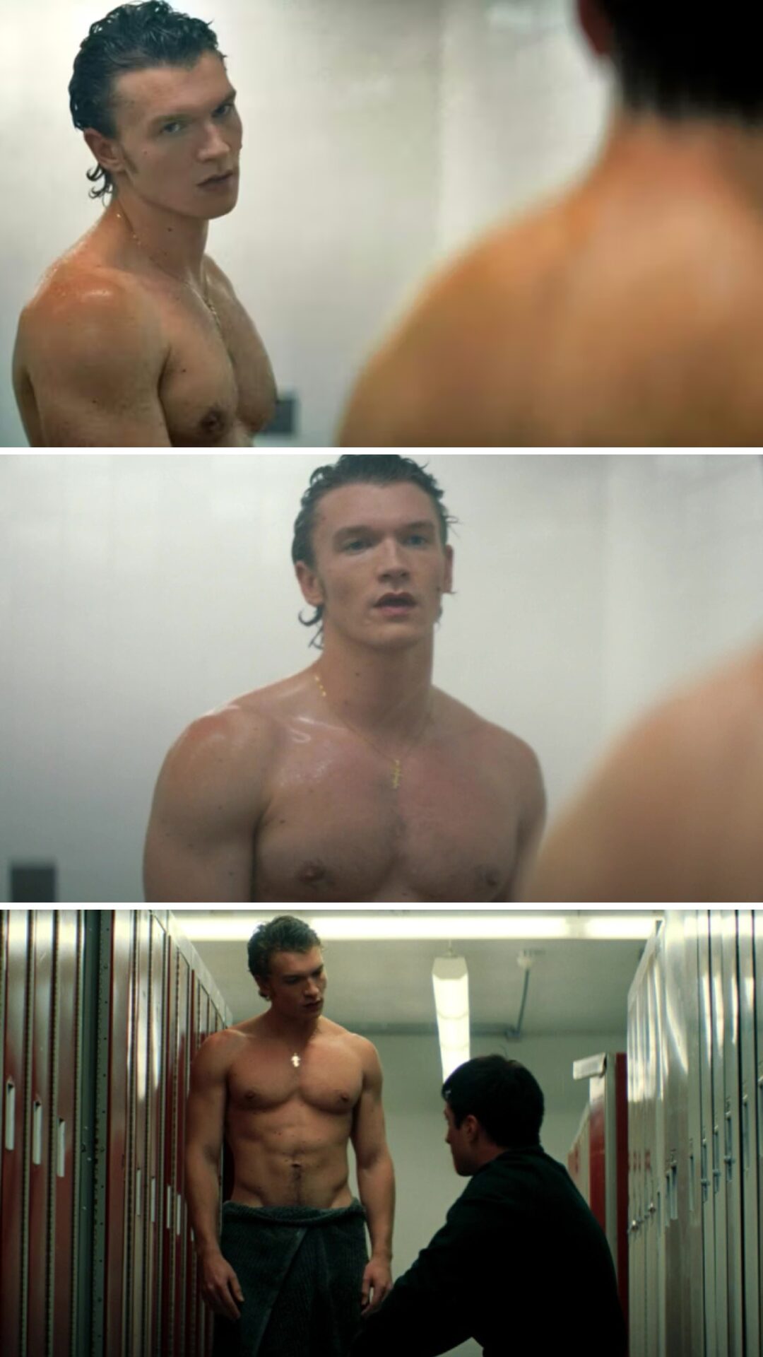 lya et Shane dans la série Heated Rivalry nu douche